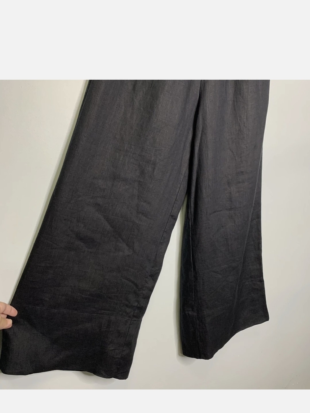 FREE THE LABEL MONACO 100% Linen High Waisted Wide-Leg Black Pant - Picture 3 of 9